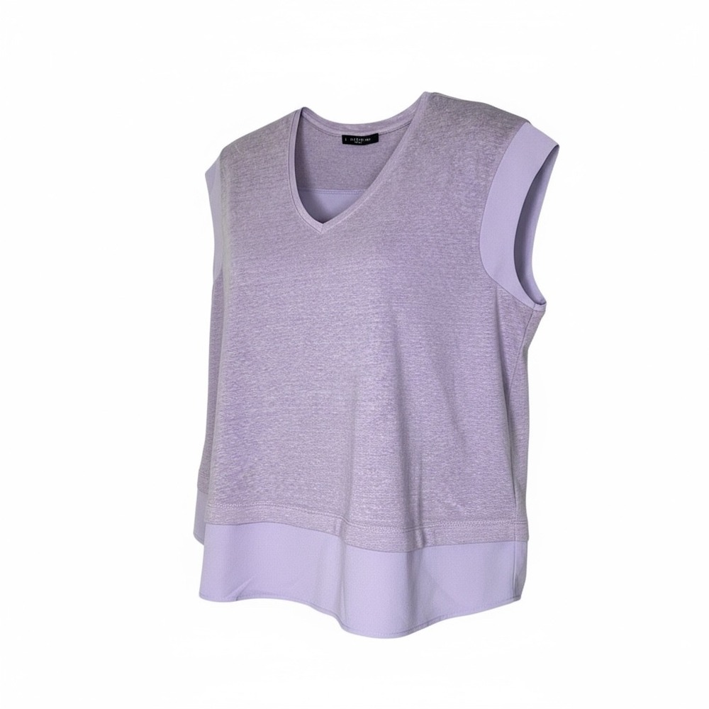 NWT Violeta by Mango Womens Lavender Linen Blend Tee Shirt XL Lightweight